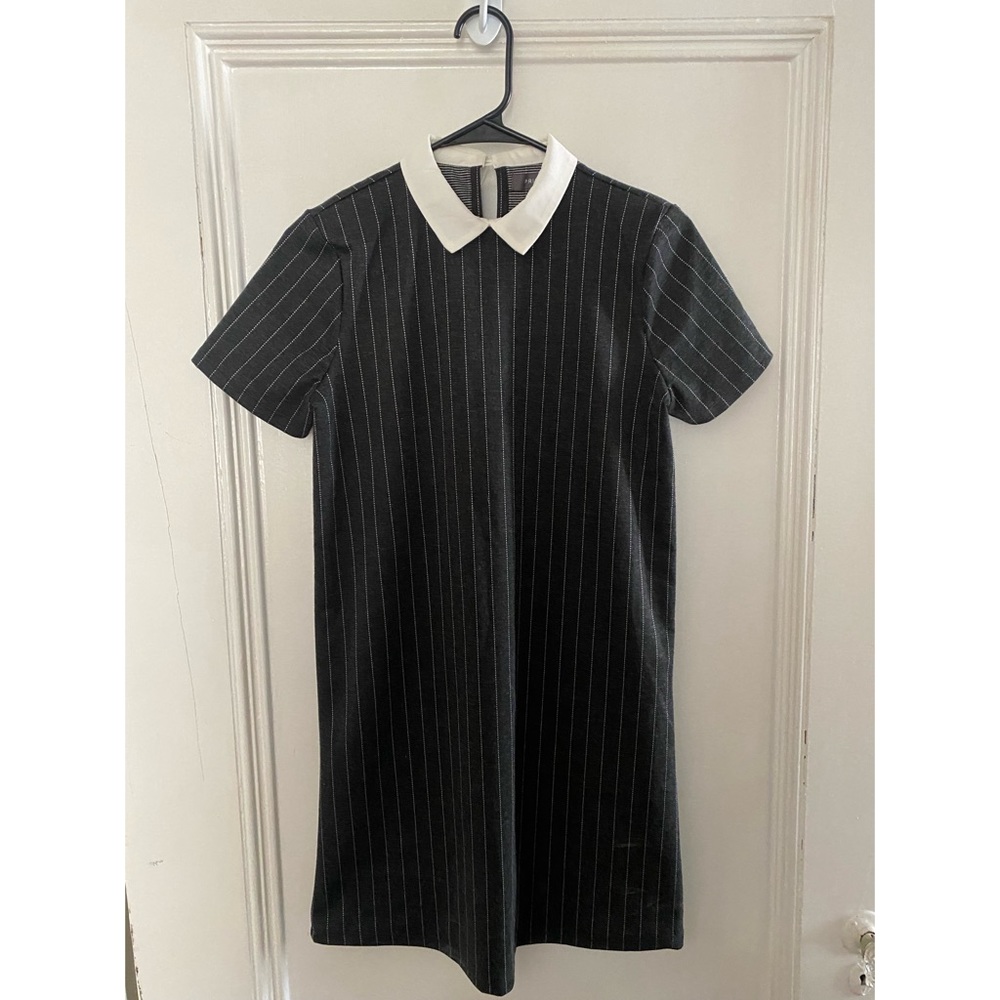 Black & White Striped Collared Dress